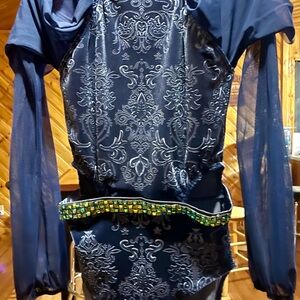 Elegant Navy Blue Patterned Dress